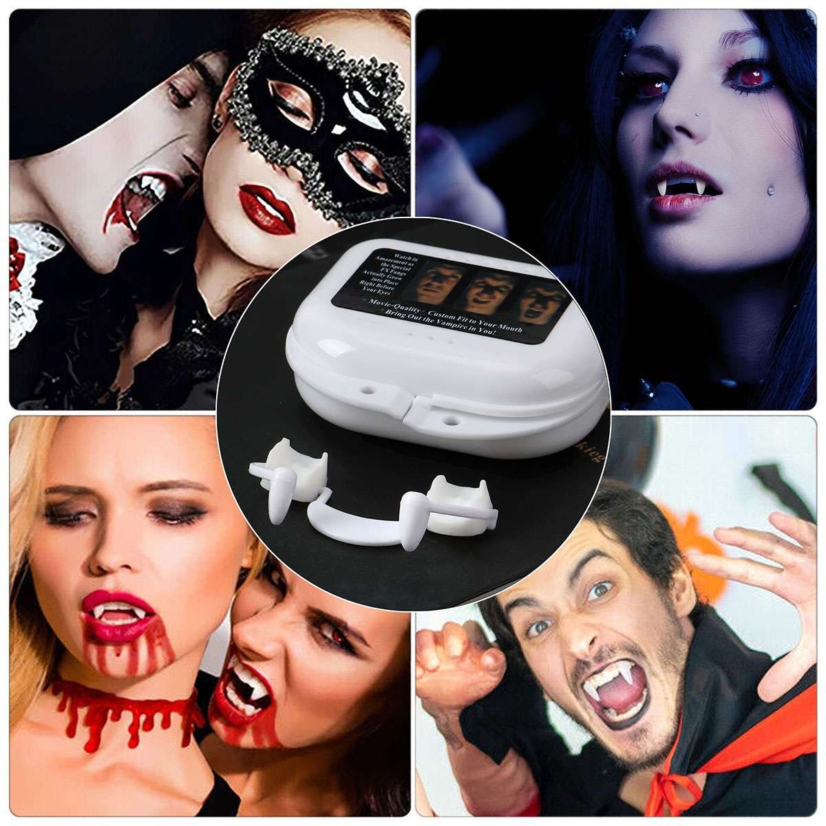 Halloween Scary Fangs Retractable Teeth for Party Cosplay Vampire Zombie Costume
