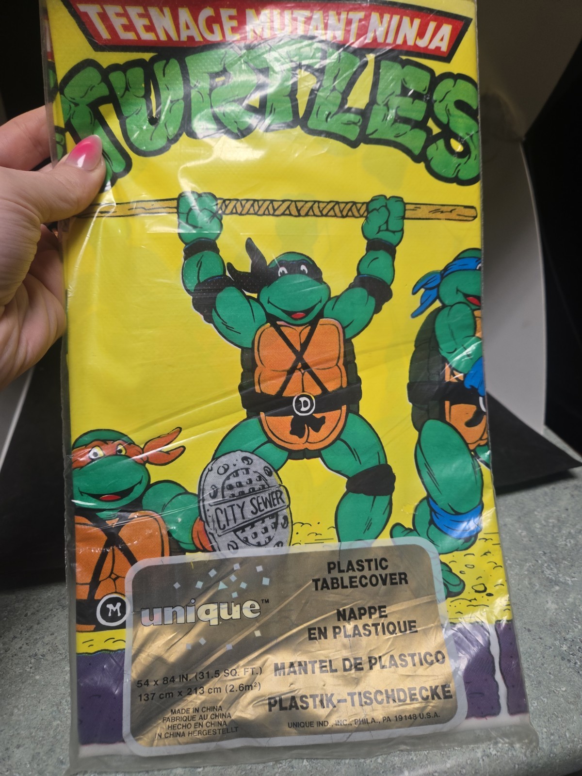 VTG 1989 Teenage Mutant Ninja Turtles Party Tablecloths TMNT 54×84