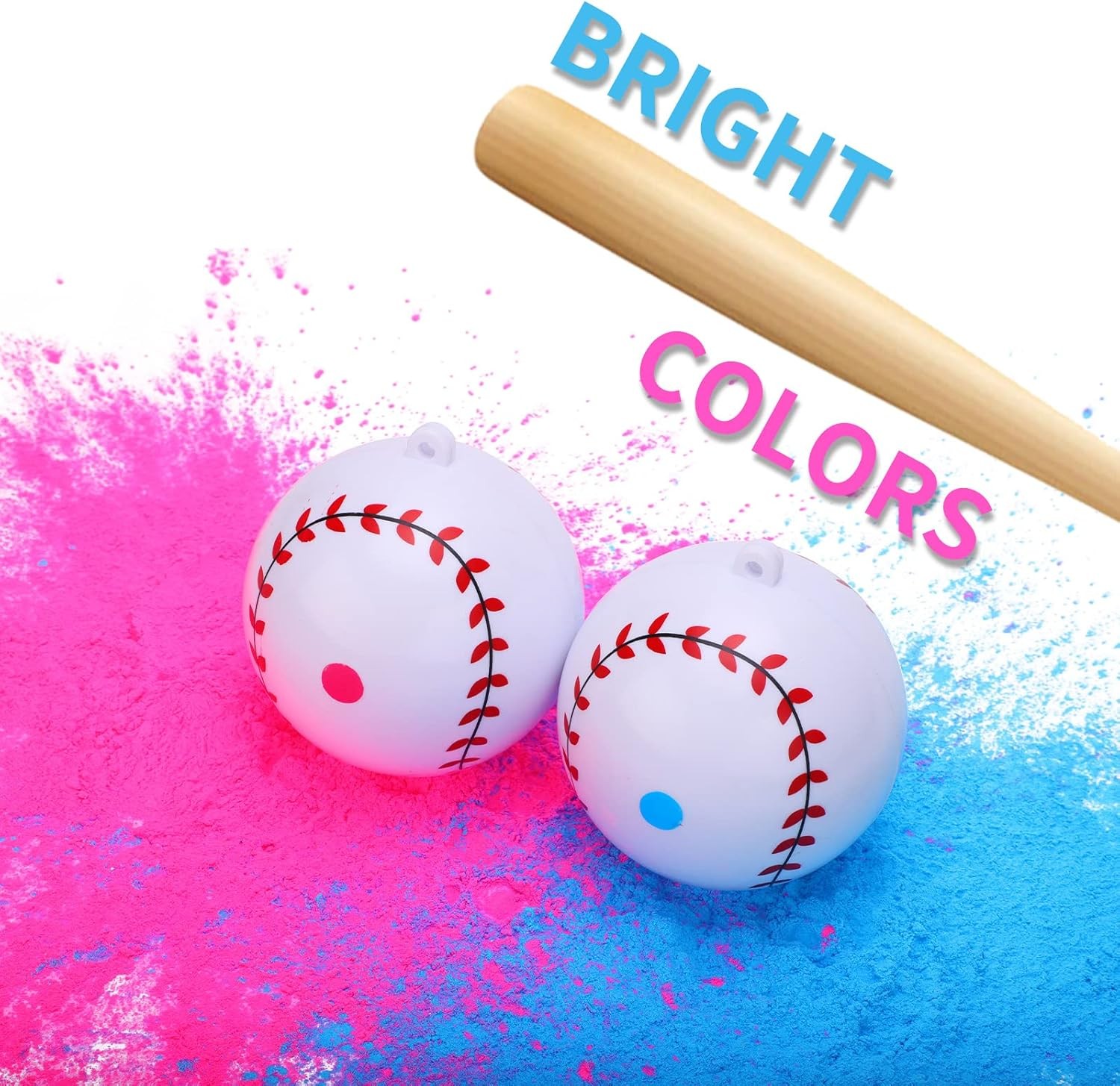 Gender Reveal Baseball Set – (1 Blue Ball, 1 Pink Ball) Exploding with Powder