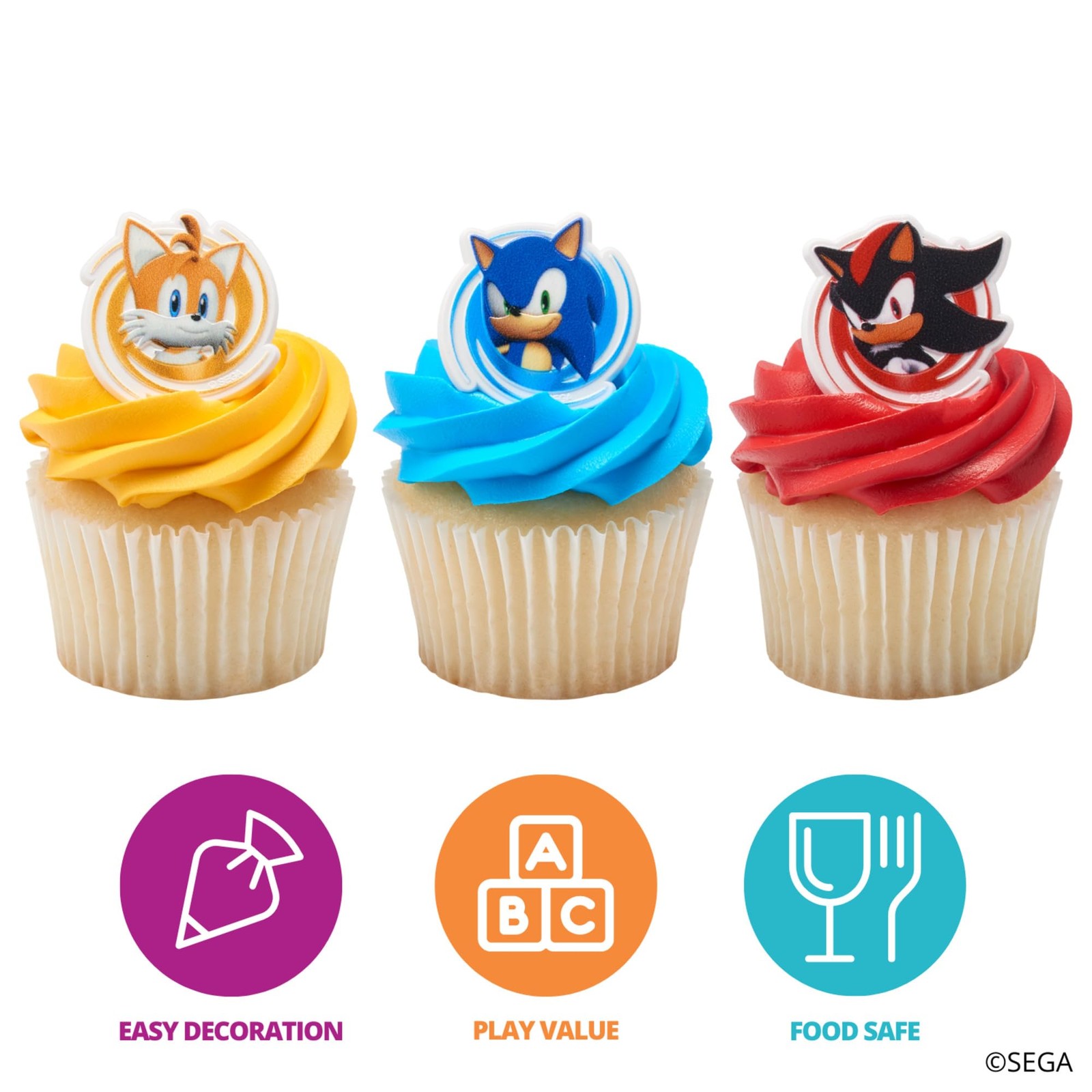 Sonic the Hedgehog Rings, Cupcake Decorations Featuring Sonic, Tails, and Sha…