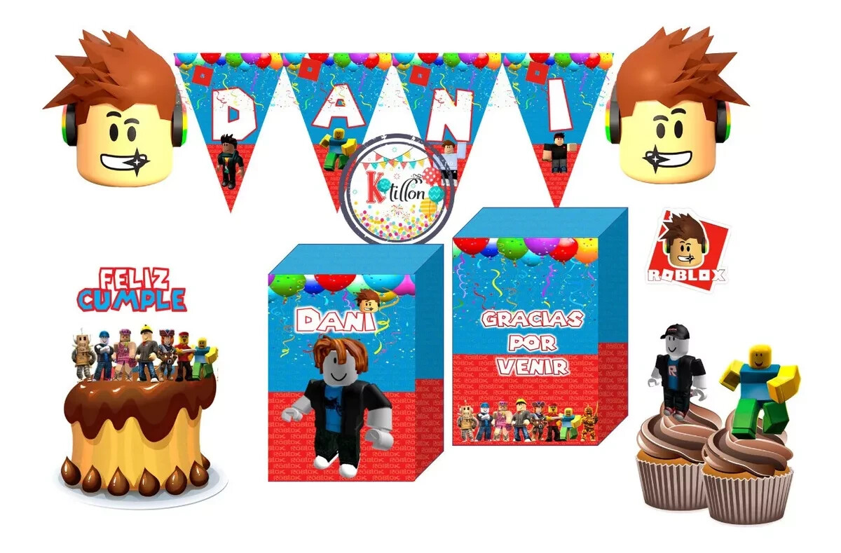 set decoracion cumpleaños Roblox Box Party 100 pz