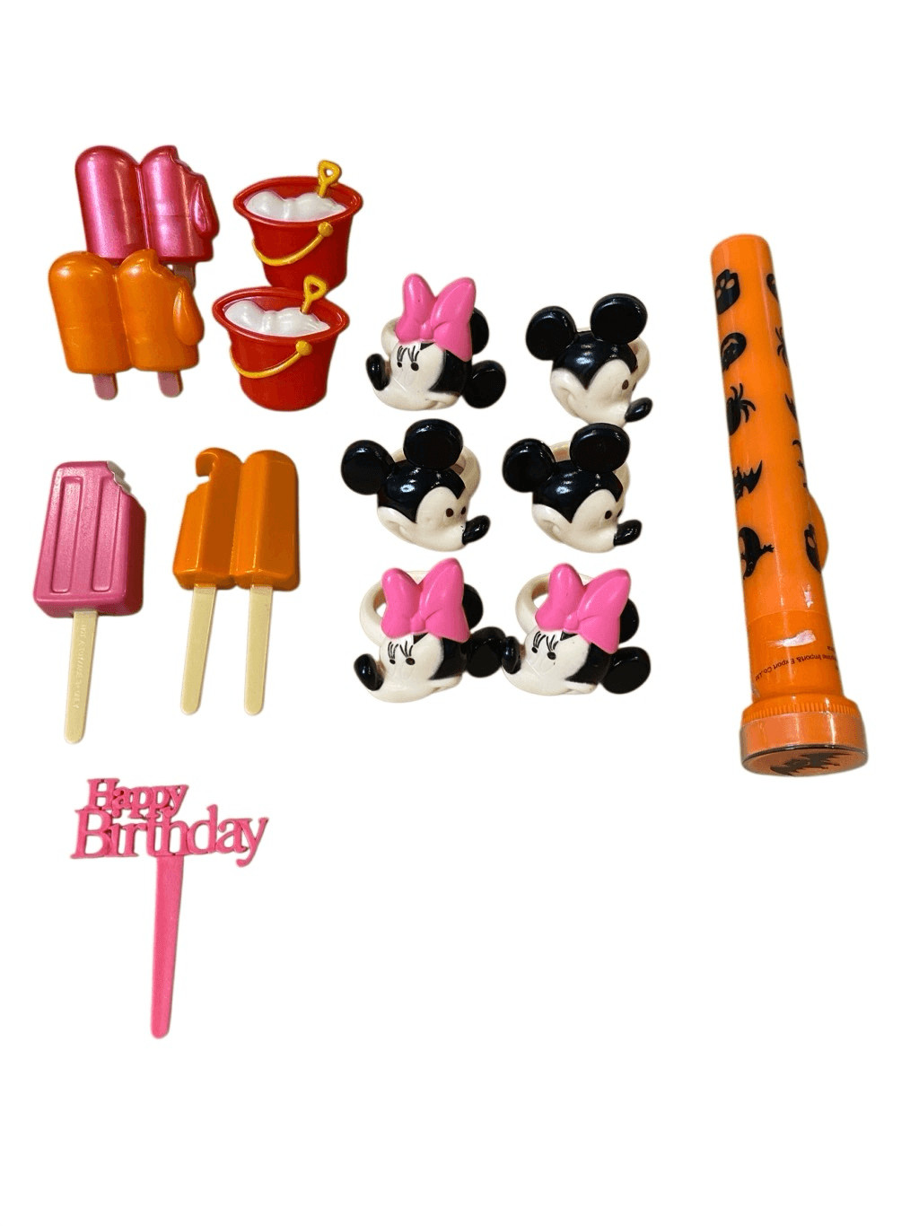 27 Pc Cake Topper Rings Popsicle Mickey Minnie Halloween Flashlight Party Lot