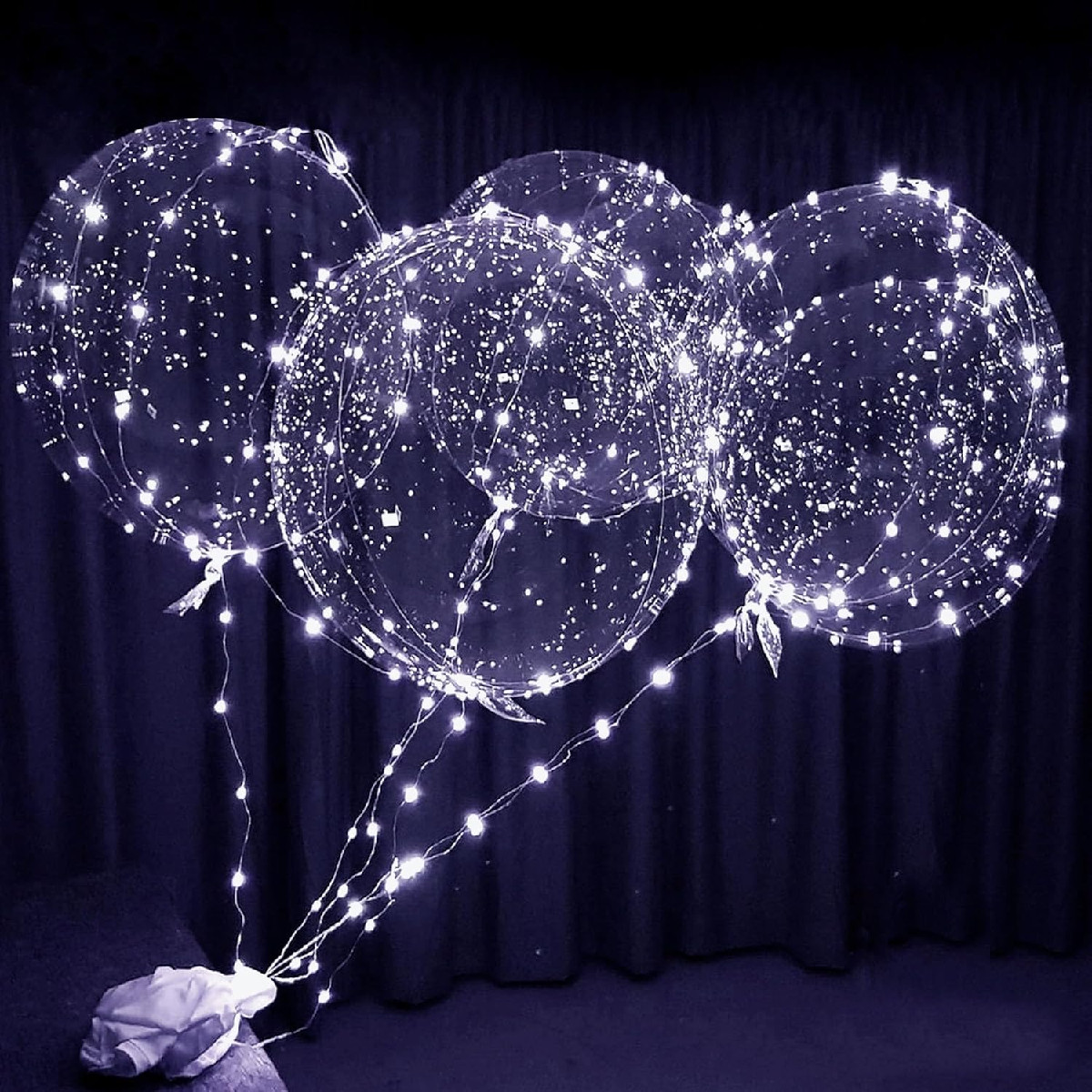 Lightsfever Led Light Up Bobo Party Balloons Kit 12 Pack-Clear 22 Inchs White
