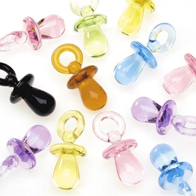 100 Multi Color Transparent 15x32mm Baby Pacifier Charm Mix *