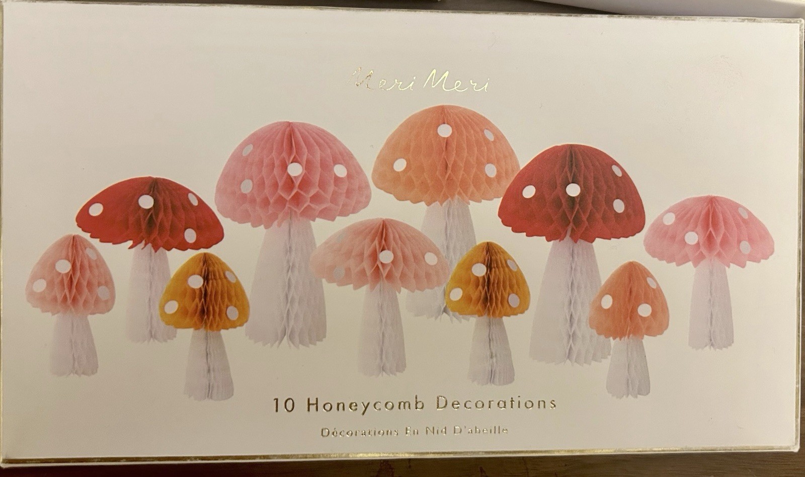 Meri Meri Honeycomb Mushroom Decorations Set Of 10 Pink Red Orange Party Shower