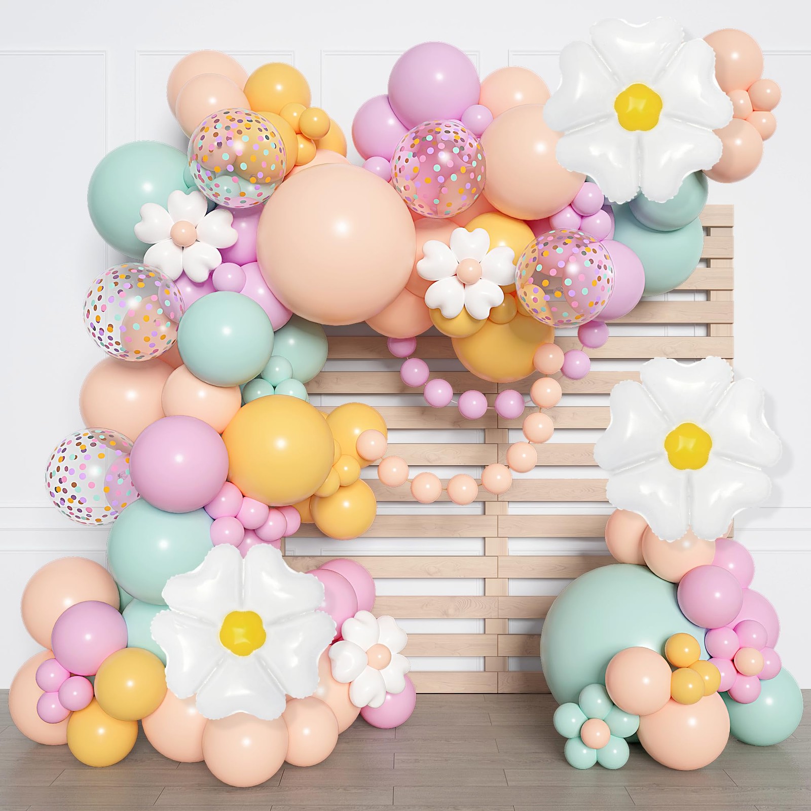 168Pcs Daisy Balloon Arch Garland Kit, Pastel Blue Orange Yellow Purple Confe…
