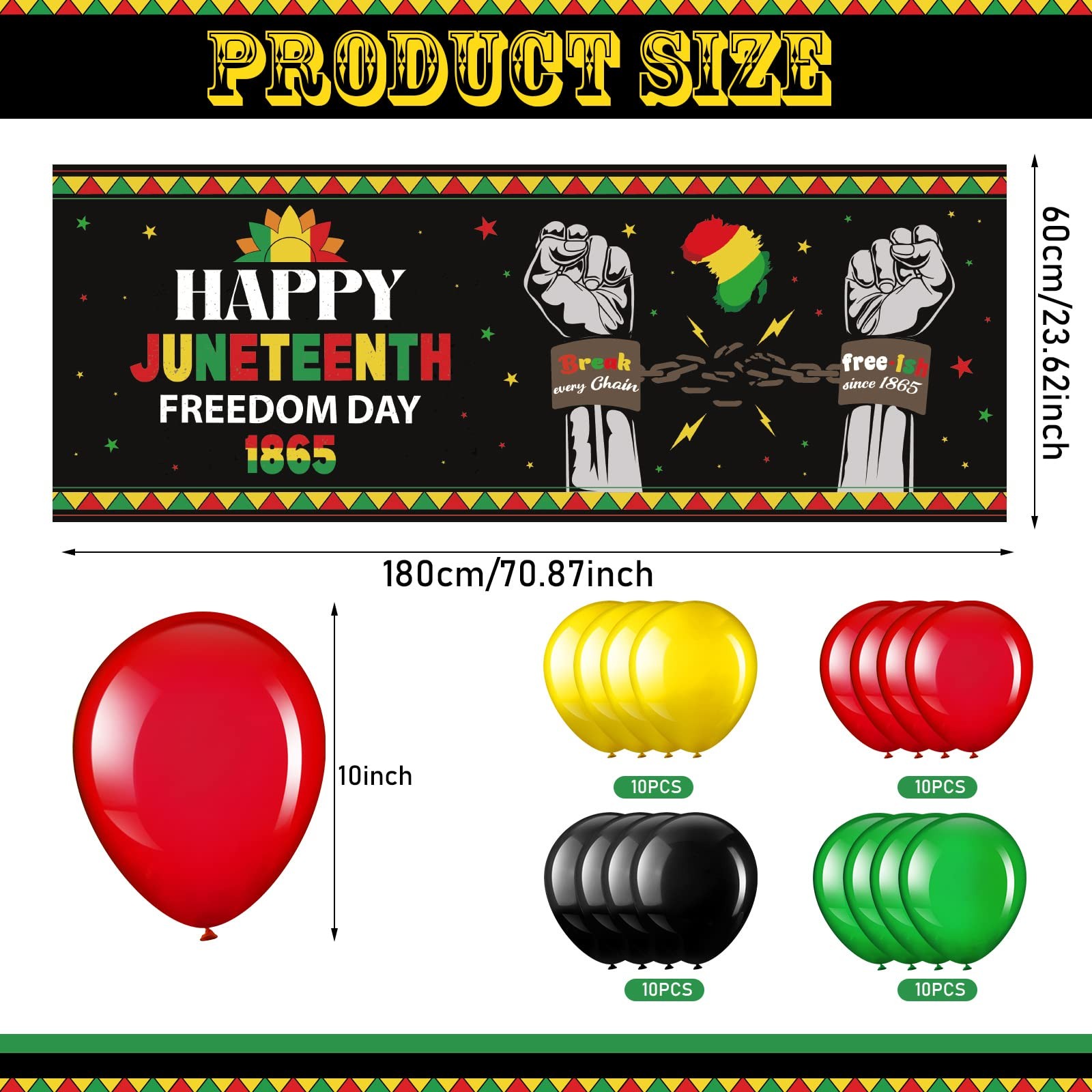 Wettarn 41 Pieces Happy Juneteenth Decorations Large Fabric June 19th Yard Sign