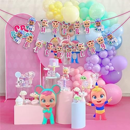 “– Cute Baby Doll Cartoon Theme Party Cri Babes Happy Birthday Banner