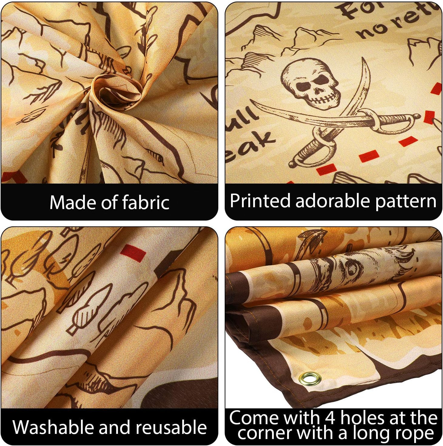 Halloween Pirate Treasure Map Backdrop Pirate Theme Background Jewelry Map Banne