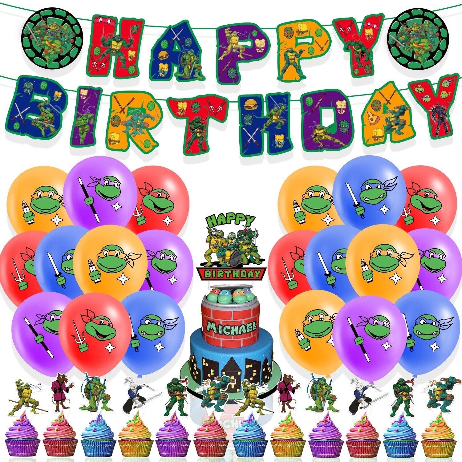 Ninja Turtles Birthday Party Supplies，Ninja Turtles Birthday Party Decorate Set