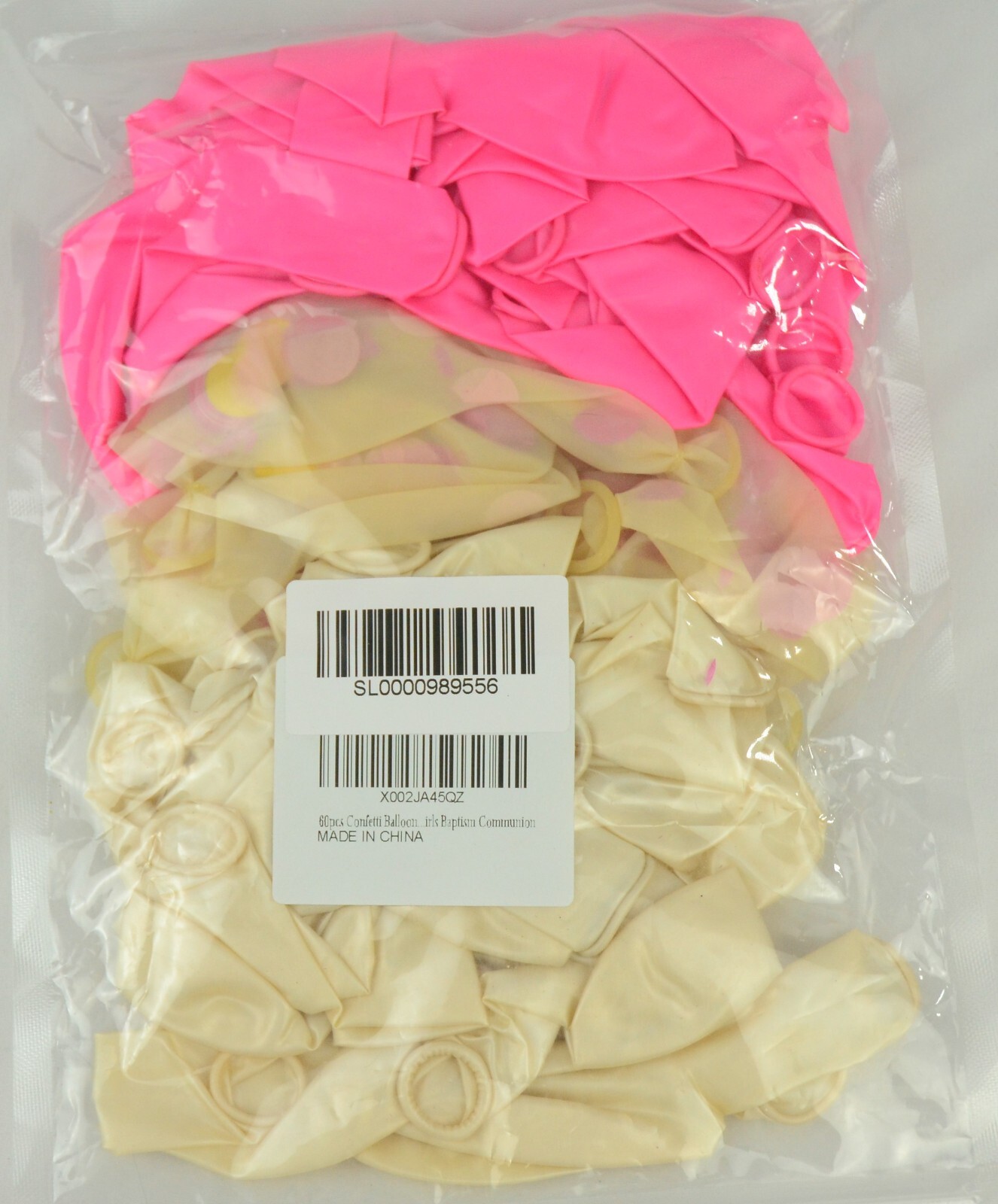 60PCS Pink And White Confetti Balloons Premium 12 in. Pearl White, Pink And Gold
