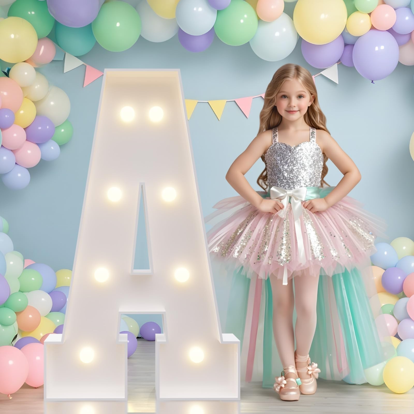 Large Light Up Letter A 3Ft, Shower Birthday Decorations, White