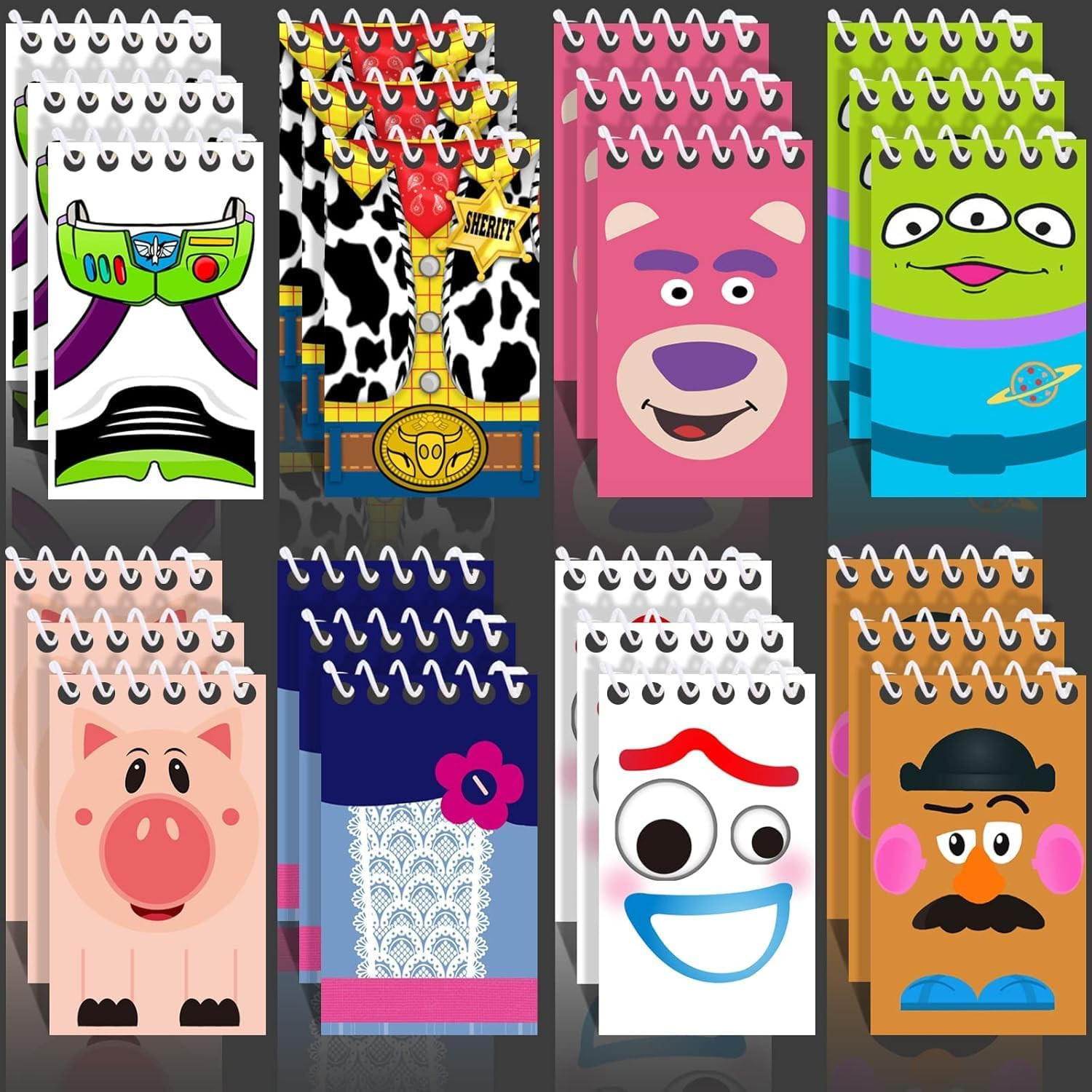 Toy Inspired Story Birthday Party Supplies, 24Pcs Mini Notepads for Toy Inspired