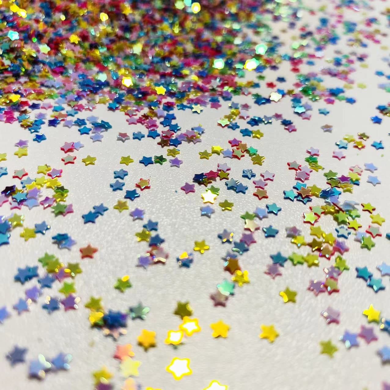 12000 PCS 3mm Holographic Star Party Glitter PVC Confetti Mixed Color