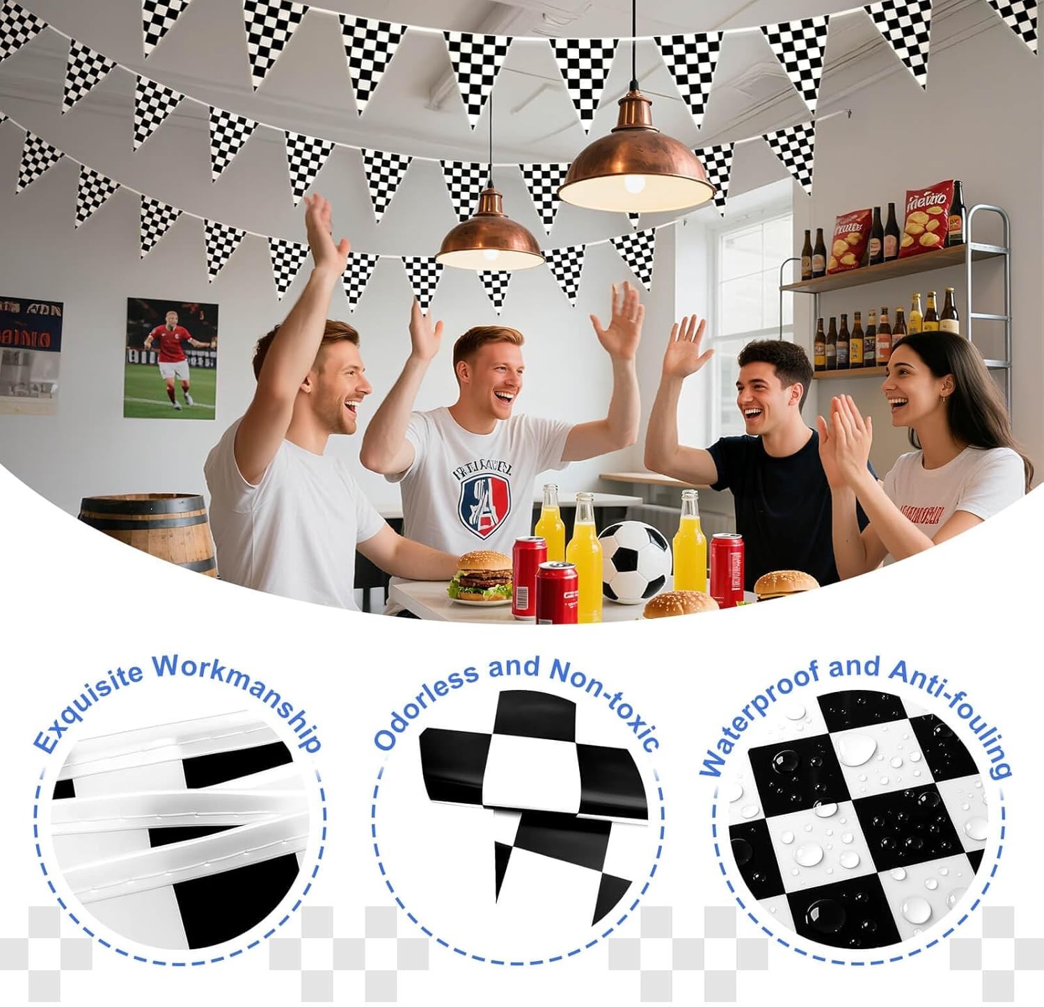 100ft Black and White Checkered Flag Banner Racing Birthday Decorations, for …