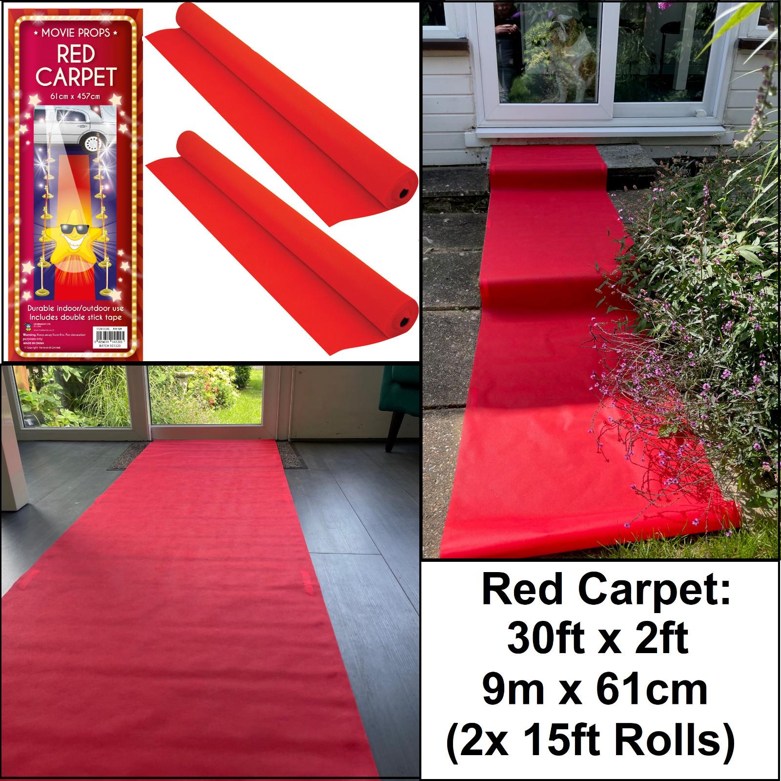 30ft Red Carpet VIP Floor Runner Party Decoration Prom Birthday Photo Prop Idea