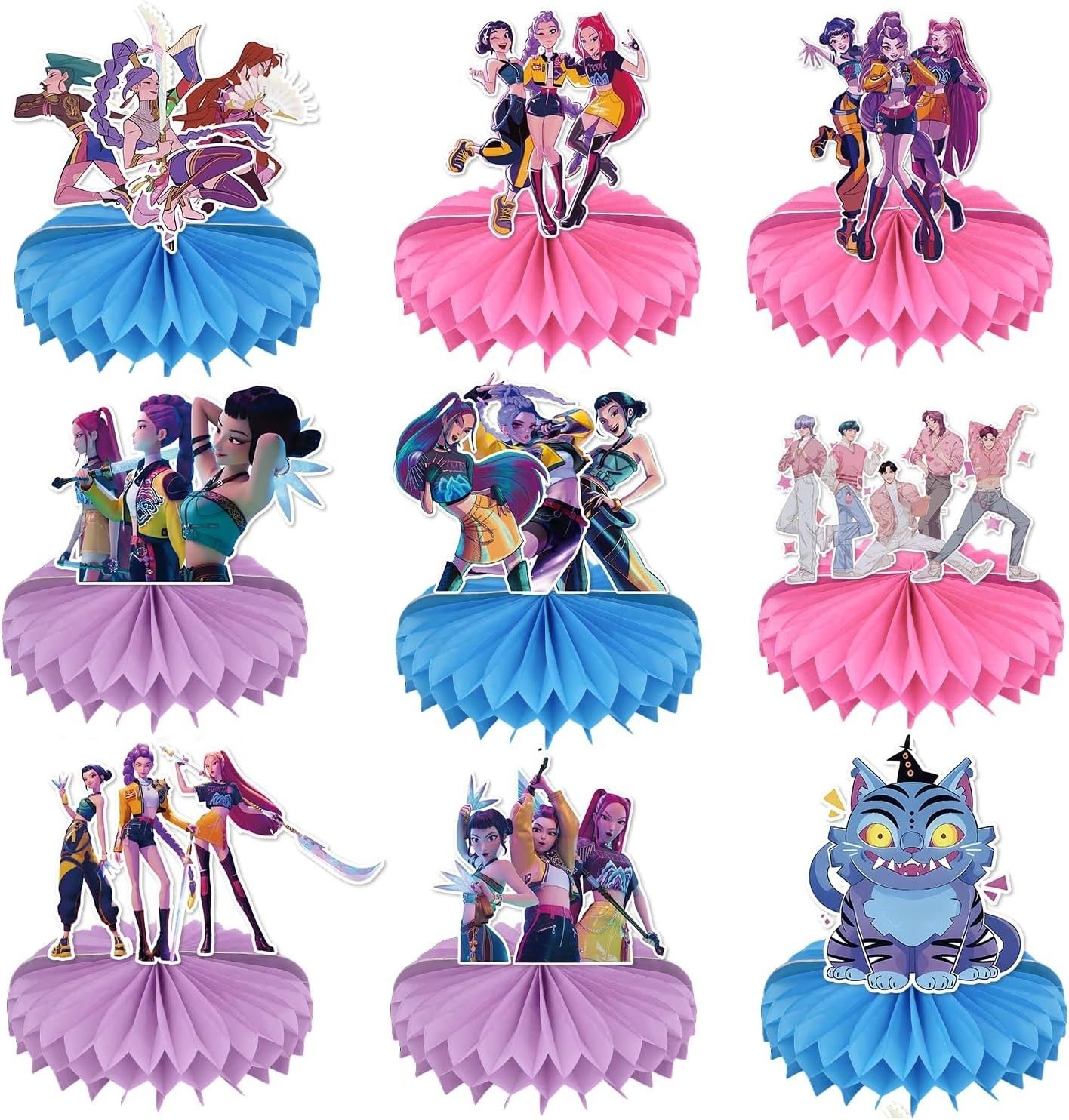 Demon Movie Hunters Honeycomb Centerpiece 9pcs Party Decorations Table Decor