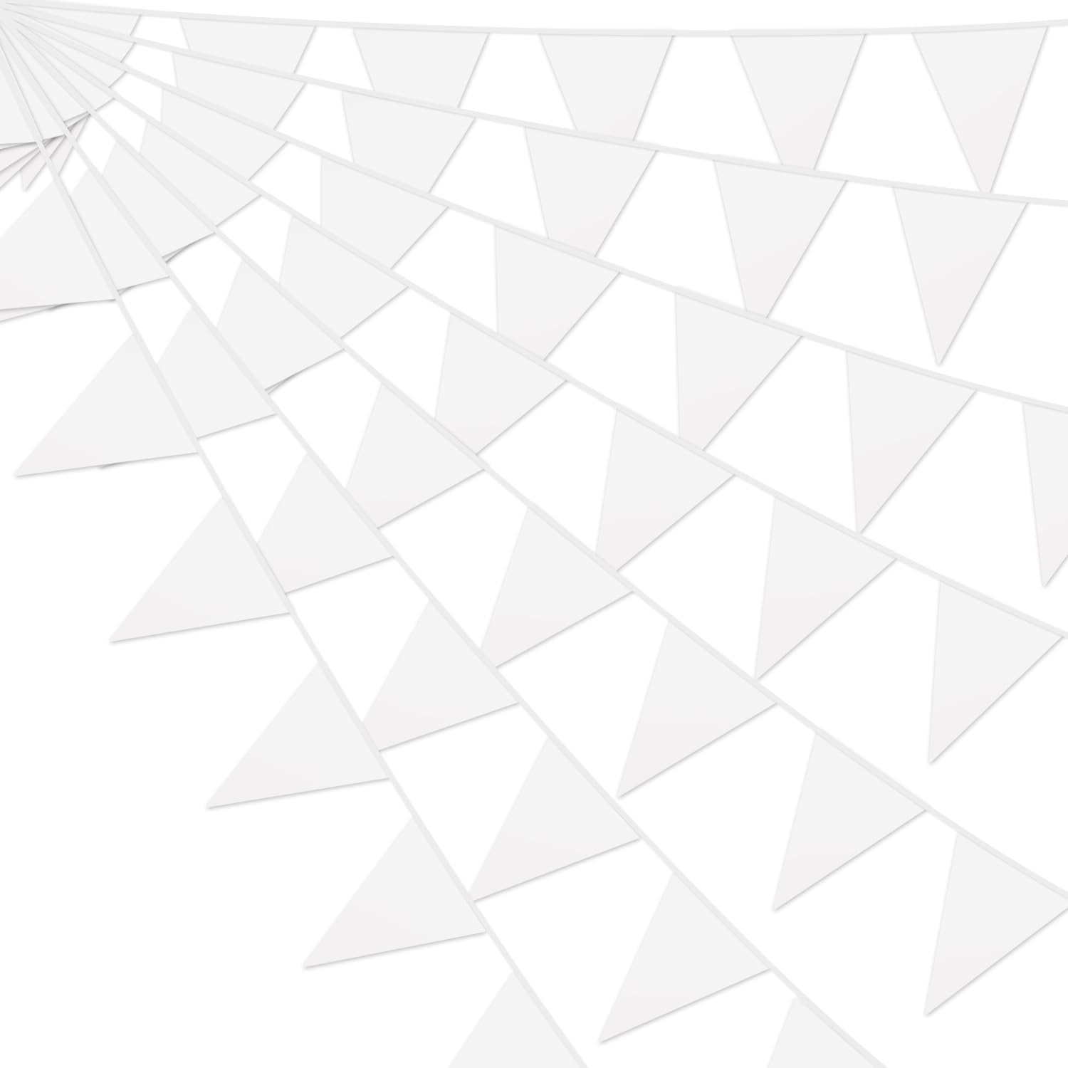 2P White Party Decorations – Metallic Fabric Triangle Pennant Banner Flags – …