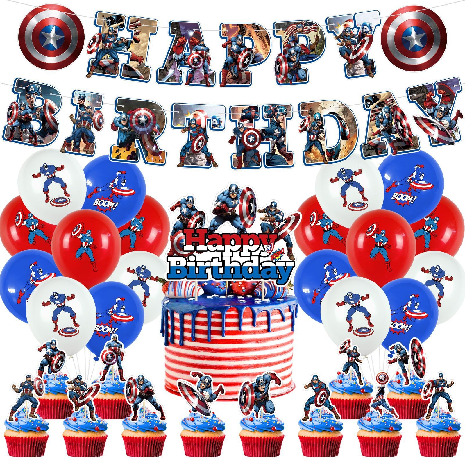 Cartoon Birthday Party Decorations Superhero Theme Banner Balloon Baby Shower