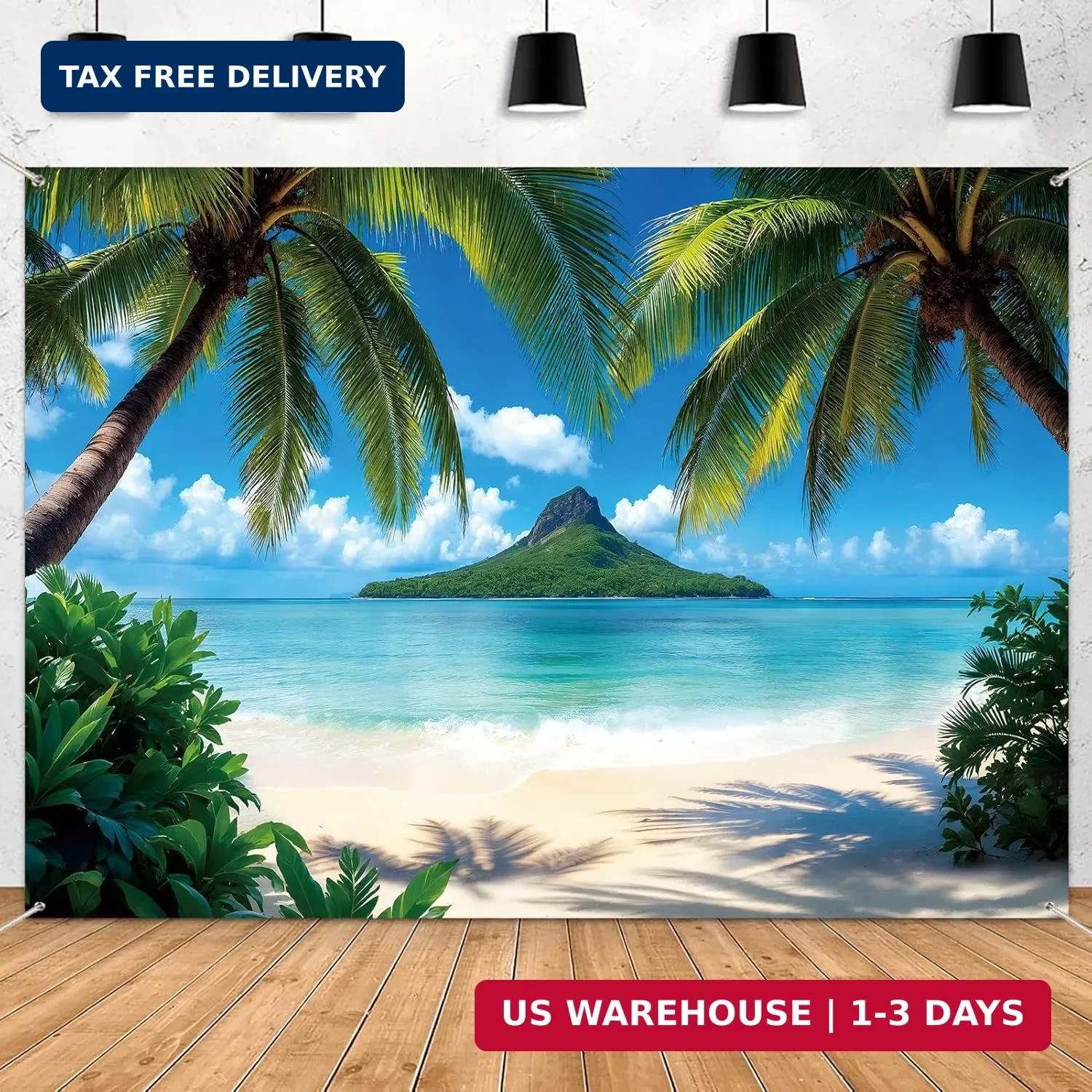 Tropical Beach Backdrop Hawaiian Ocean Photo Banner Luau Decor 7x5ft