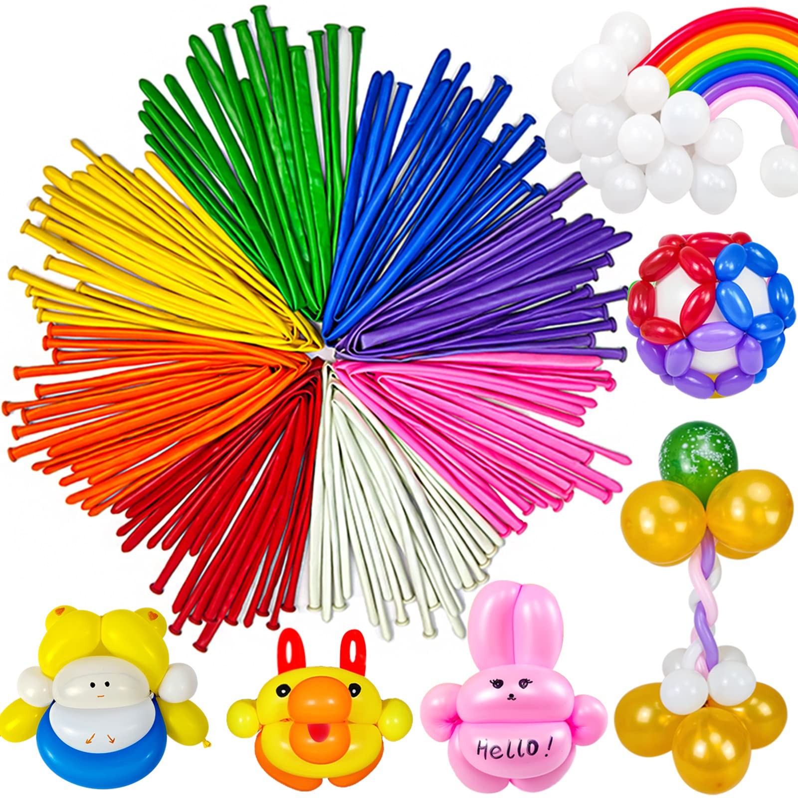 100 Pack Long Twisting Balloons for Animal Shapes and Parties