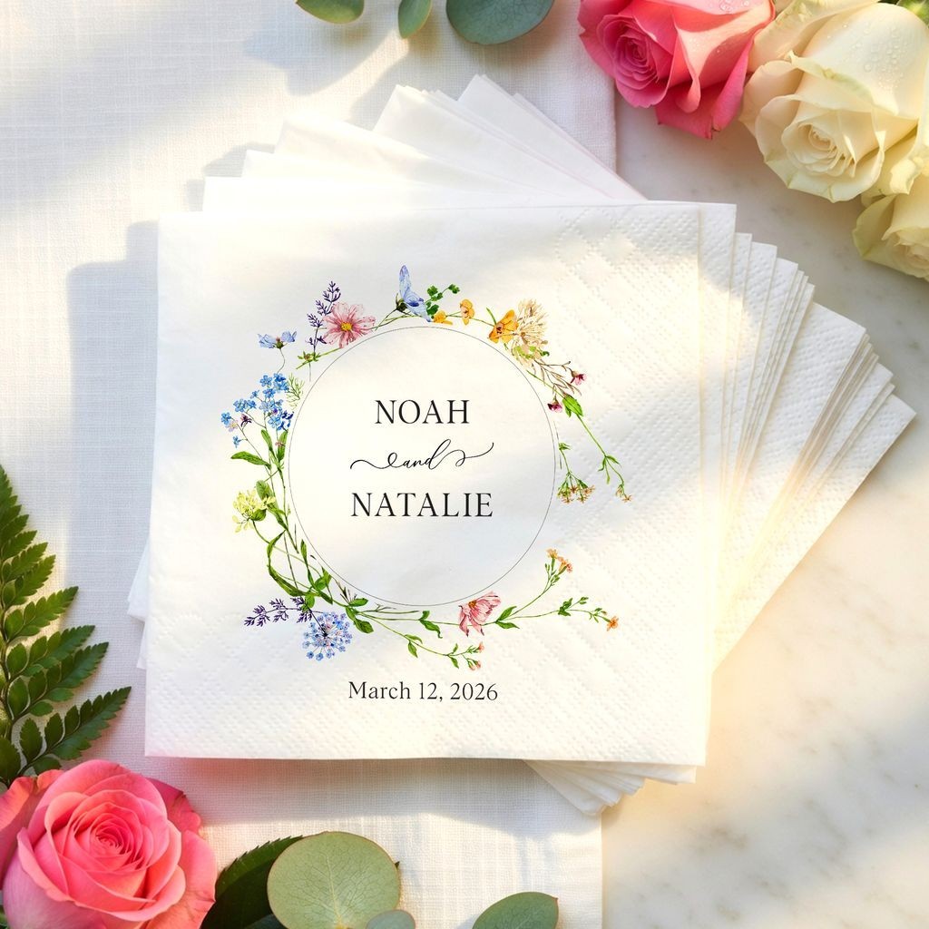 Wildflower Wedding Napkins Custom Bridal Shower Party Decor SATTNA0685