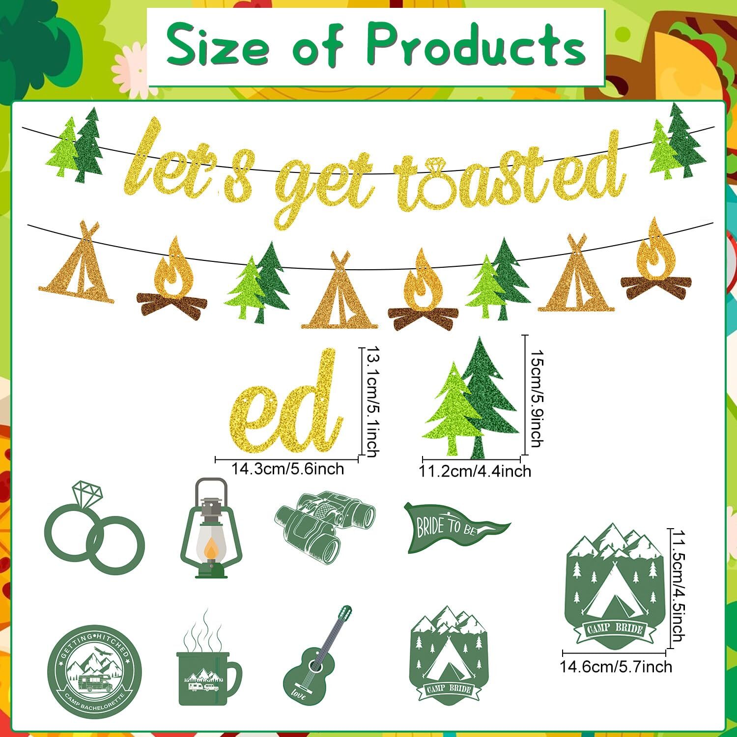 Camp Bachelorette Party Decorations – 10PCS Let’s Get Toasted Banners Camping…