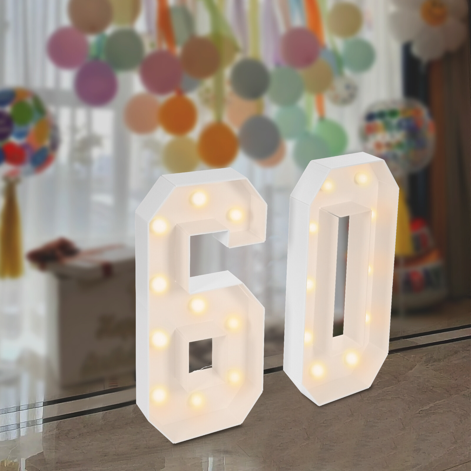 60 Light Up Numbers, 60th Birthday Party Decoration Light Up Numbers NEW