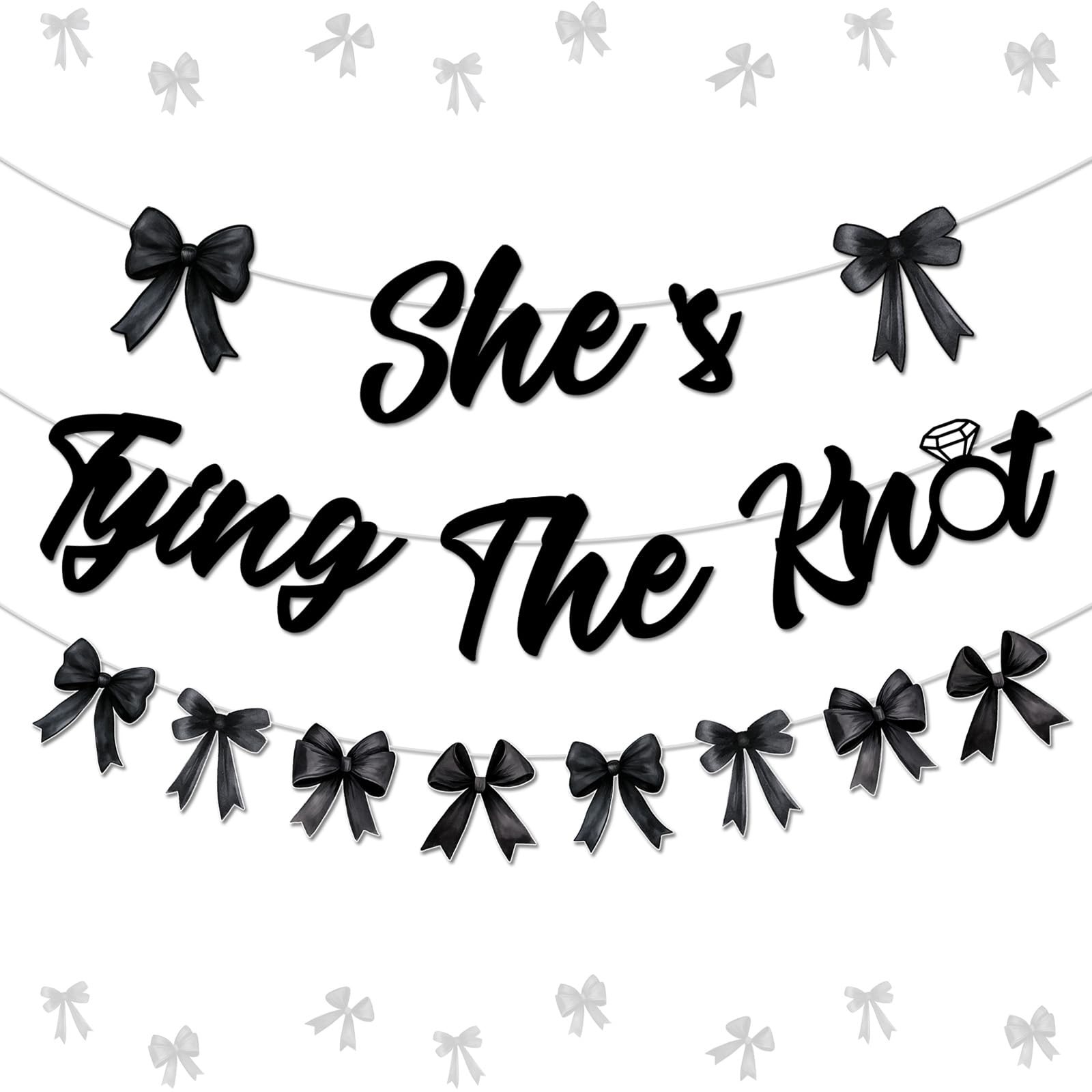 Black Bow Bridal Shower Decorations She’s Tying The Knot Banner Bow Tie Garla…