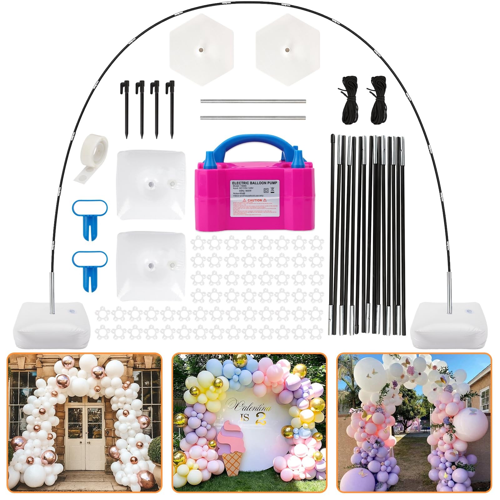 Balloon Arch Kit with Electric Pump – 10Ft Adjustable Stand for Parties Events