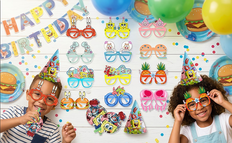 SpongeBob Paper Glasses SpongeBob Party Decoration Blowouts Hat Photo Booth Prop