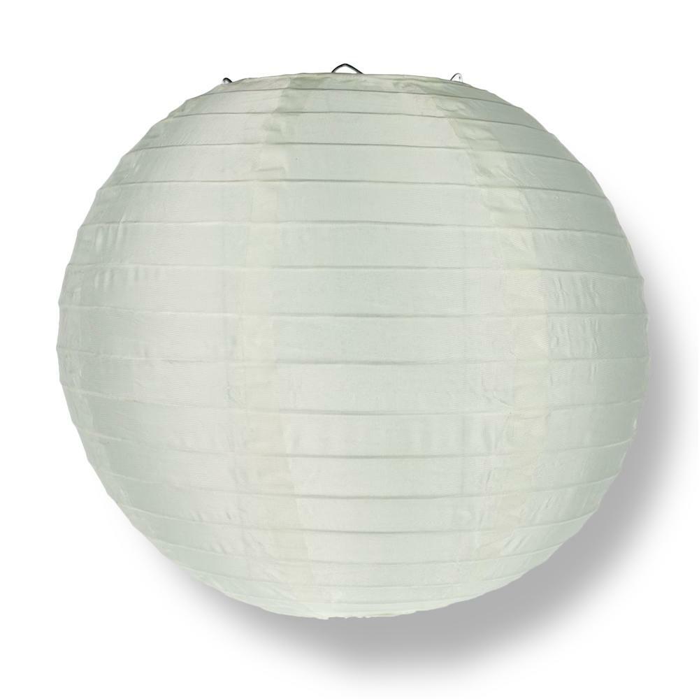 4″ Beige / Ivory Round Nylon Lantern, Even Ribbing, Hanging Decoration (10 PACK)