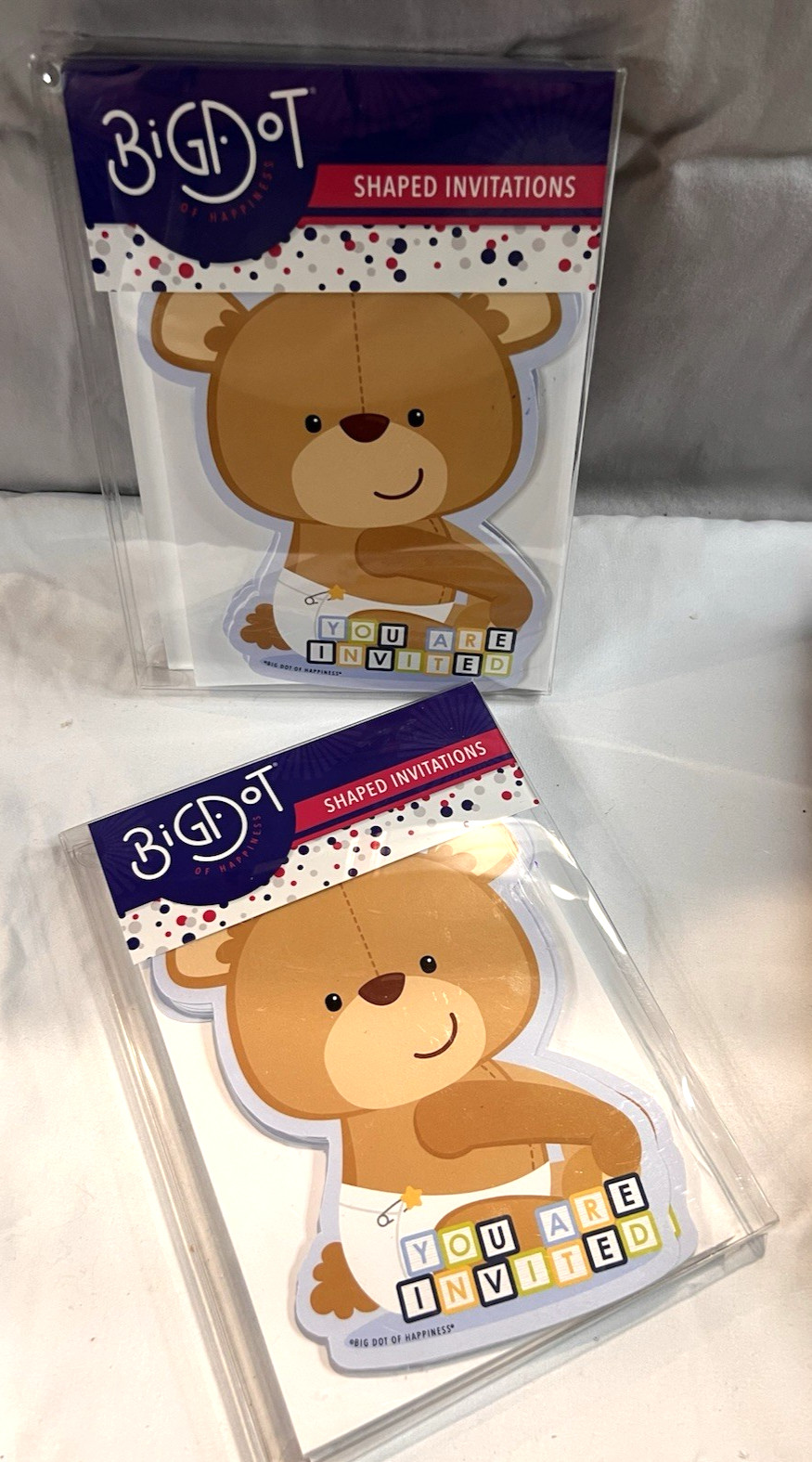 Big Dot of Happiness Teddy Bear Shaped Invitations Lot of 2 New Baby Shower