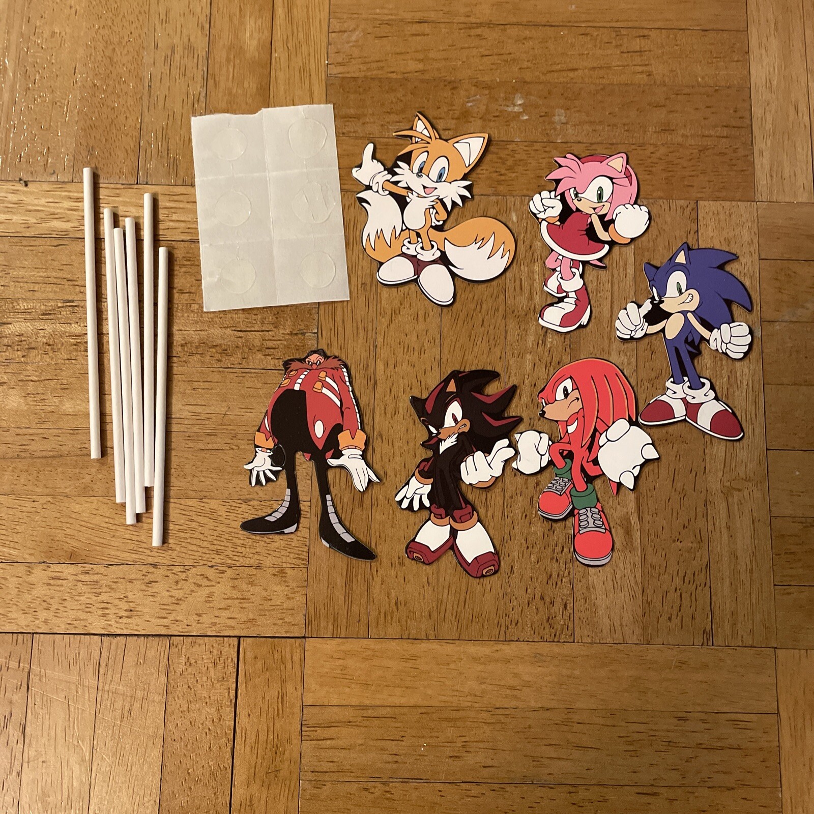 Vtg Lot 6 Sonic The Hedgehog Paper Cake Cupcake Birthday Party supplies toppers