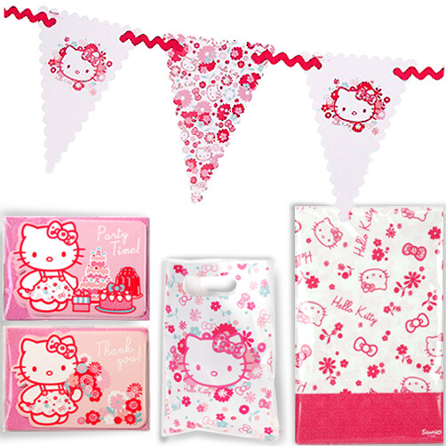 HELLO KITTY PARTY ACCESSORY Girl Birthday Invitation Thank You Card Cat Bunting