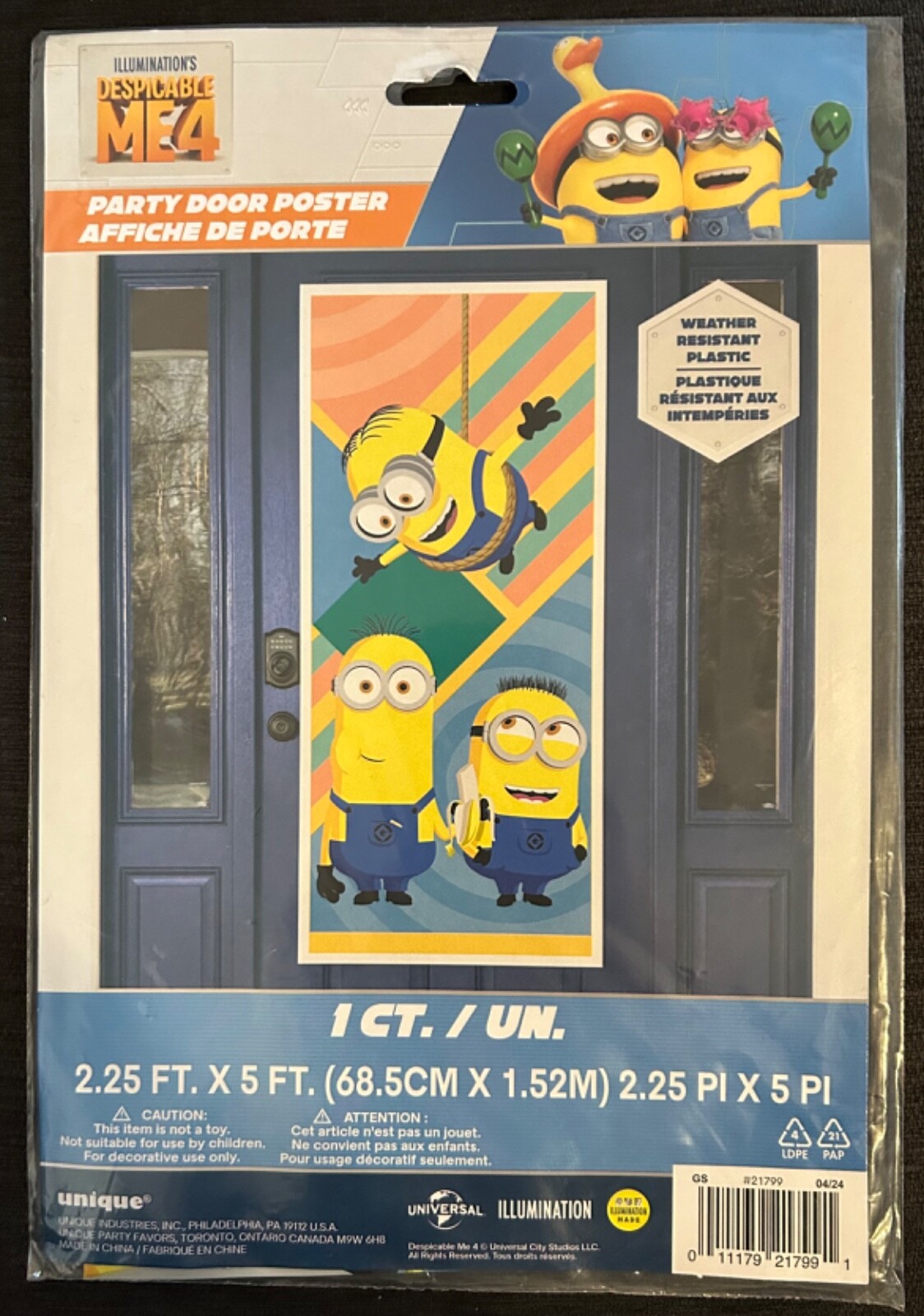 2.25x5ft Illumination Despicable Me 4 Party Door Poster Hanging Decoration