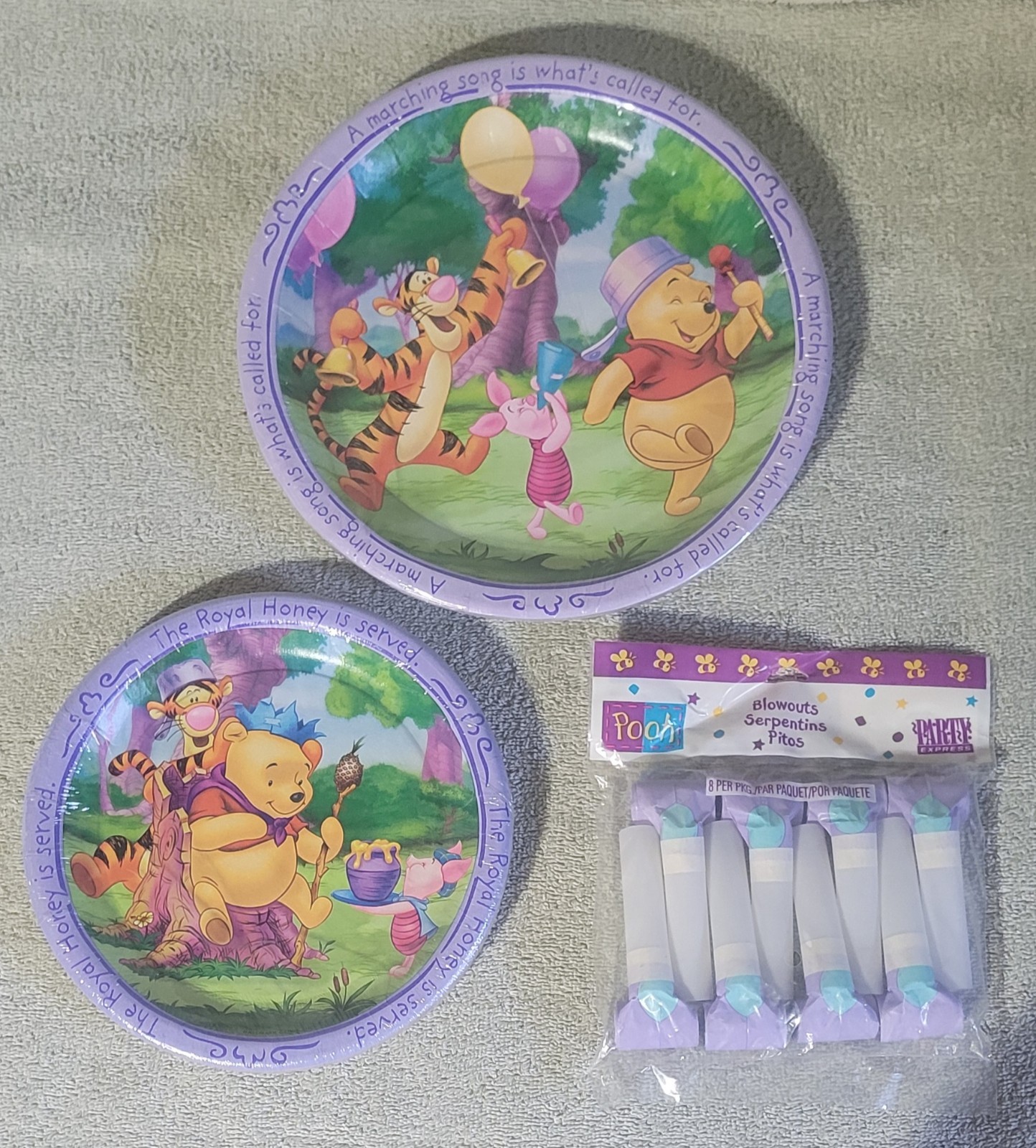 New Lot of Vintage 2000 Disney Winnie the Pooh Birthday Party Supplies for 8