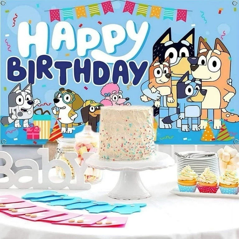 Cartoon Herding Dog Theme Happy Birthday Backdrop for Kids Party Decorate 7x5ft